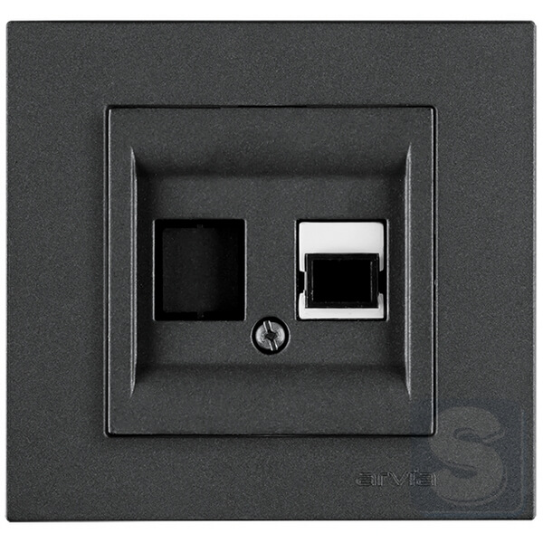 Розетка з портом для оптоволоконного кабелю, оптична розетка Arvia Electric KAREN Димчастий (20 04 2000 252)